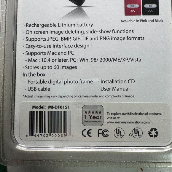 Merkury Innovations 1.5-Inch Digital Photo Key chain Blk. MI-DF0151 New USB - Picture 3 of 3